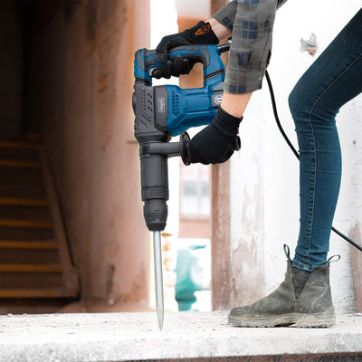 Scheppach Abbruchhammer AB1500x Betonhammer | 20J Schlagkraft | 1300W Leistung | SDS-Max | 4100 BPM | 6kg leicht | inkl. Spitz- und Flachmeißel und Koffer