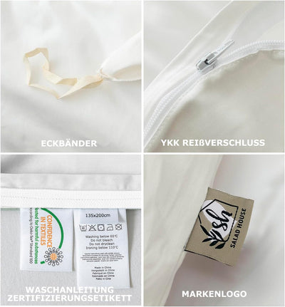 SALAD HOUSE Weiße Bettwäsche 135x200 Baumwolle, Allergiker Bettwäsche-Sets, Duvet Cover, Herbst Bettbezug + Satin Kissenbezug 80x80, Room Decor Bettwaren & Bettwäsche, 400TC