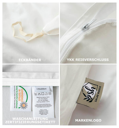 SALAD HOUSE Weiße Bettwäsche 135x200 Baumwolle, Allergiker Bettwäsche-Sets, Duvet Cover, Herbst Bettbezug + Satin Kissenbezug 80x80, Room Decor Bettwaren & Bettwäsche, 400TC