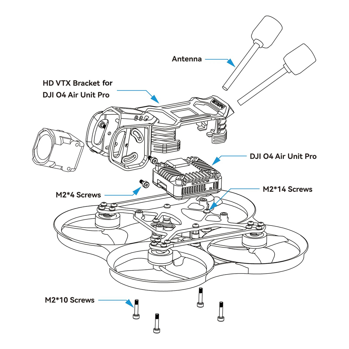 BETAFPV Pavo20 Pro Bürstenlos Whoop Quadrocopter mit HD Digital Halterung, kompatibel mit O4 Air Unit Pro, mit 1104 7200KV Motor, F4 2-3S 20A FC, COB LED-Streifen für FPV Freestyle Shooting