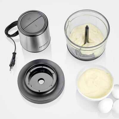 SEVERIN Universalzerkleinerer, Multizerkleinerer für grobes und feines Zerkleinern, geeignet für Crushed Ice, Käse, Nüsse und mehr, matt-schwarz/Edelstahl-gebürstet, KM 3867