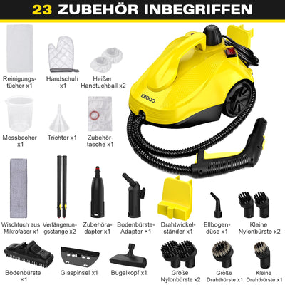 KROQO Dampfreiniger,Mehrzweck-Dampfreiniger Handgerät,Dampfreiniger für alles mit 23-Zubehörteilen,Entfernen von Tapeten,Boden,Teppich,Sofa,Polstermöbel,Auto,Fliesen,Polster,Bad- 1.5L Steam Cleaner