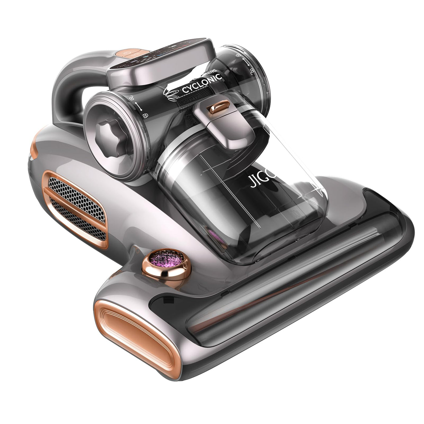 JIGOO T600 Milbensauger für matratzen mit UV-Licht & Vibration, 700W 15kpa Antimilben-Staubsauger entfernt 99,9%, LED-Anzeige, 60℃ 5s Schnellheizung Staubsammler,72dB Leises Design ohne Lärm