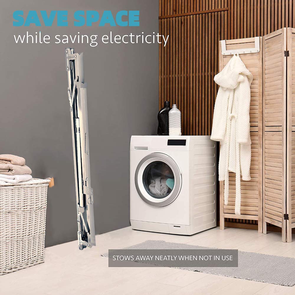 JAUREE 2.4m Wäscheständer, Wäscheständer Kleidung Faltbar Indoor Outdoor, Robuster Edelstahl Wäscheständer, Klappbarer Tragbarer Kleiderständer mit 20 Windfesten Haken