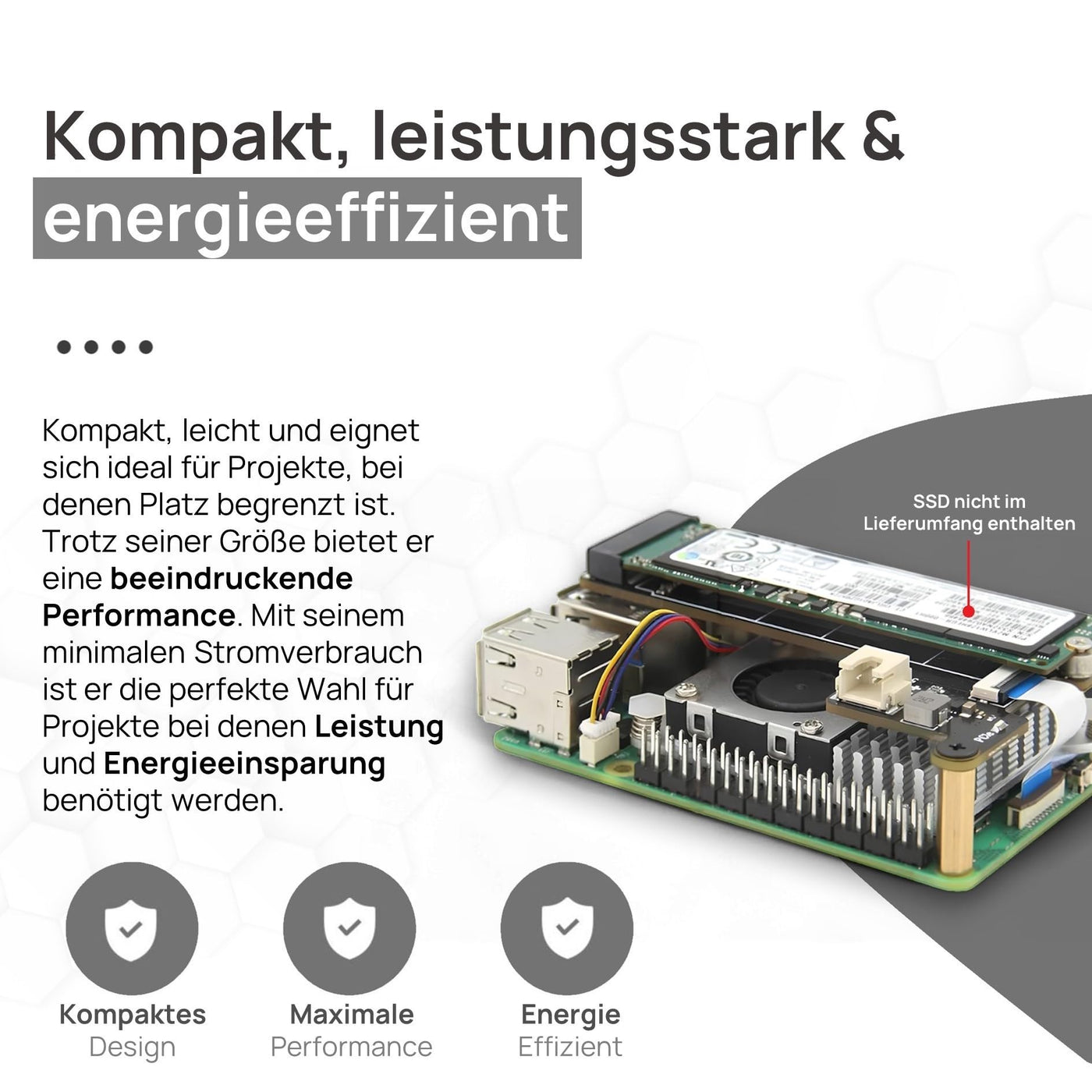 Raspberry Pi 5 8GB PCIe M.2 NVMe - Set | Metallgehäuse | Active Cooler | M.2 NVMe SSD PCIe Board | Offizielles USB-C 27W Netzteil | 64GB SD Karte | 4K Micro HDMI
