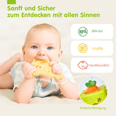 hahaland Baby Spielzeug 6 Monate - Silikon Tücher Box, Montessori Tücherbox Baby Sensorik Spielzeug, 6-in-1 Busy Würfel mit Tüchern, Spiegel, Beißring,Geschenk für Babyspielzeug ab 6 9 12 Monate