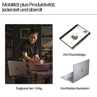 HP Envy x360 2-in-1 Convertible Laptop | AMD Ryzen 5 8640HS | KI optimiert | 14" 2.8K OLED Touch Display | 16GB RAM | 512GB SSD | ‎AMD Radeon Graphics | QWERTZ | Copilot Key | Windows 11 Home | Silber