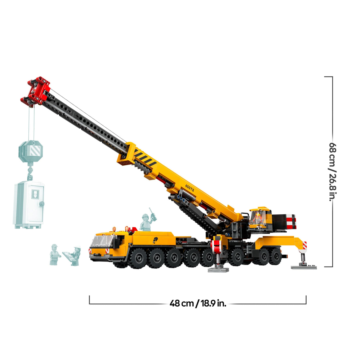 LEGO City Mobiler Baukran, Bauspielzeug für Jungen und Mädchen, Geschenk für kreative Kinder, ausfahrbarer Langer Ausleger, 4 Bauarbeiter-Minifiguren für Rollenspiele 60409