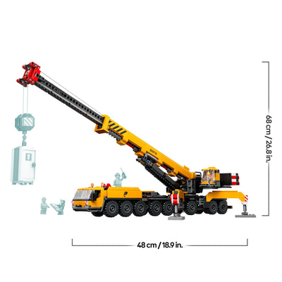 LEGO City Mobiler Baukran, Bauspielzeug für Jungen und Mädchen, Geschenk für kreative Kinder, ausfahrbarer Langer Ausleger, 4 Bauarbeiter-Minifiguren für Rollenspiele 60409