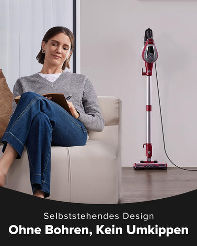 Vexilar C8 Staubsauger mit Kabel - 600W/60kPa Handstaubsauger mit 7m Kabellänge, verhedderungsfreie elektrische Upgrade-Bodenbürste, 1.5L beutelloser Behälter für Hartböden Teppiche Tierhaare