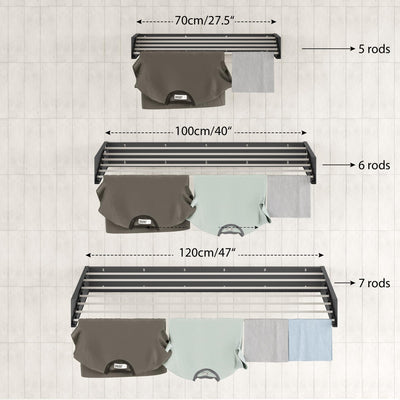 Step Up Wäscheständer - wandmontiert - ausziehbar - Wäscheständer klappbar, faltbar für drinnen oder draußen - platzsparendes, kompaktes Design, 30 kg Tragkraft, 8.4 m Leitung (120 cm - weiß)