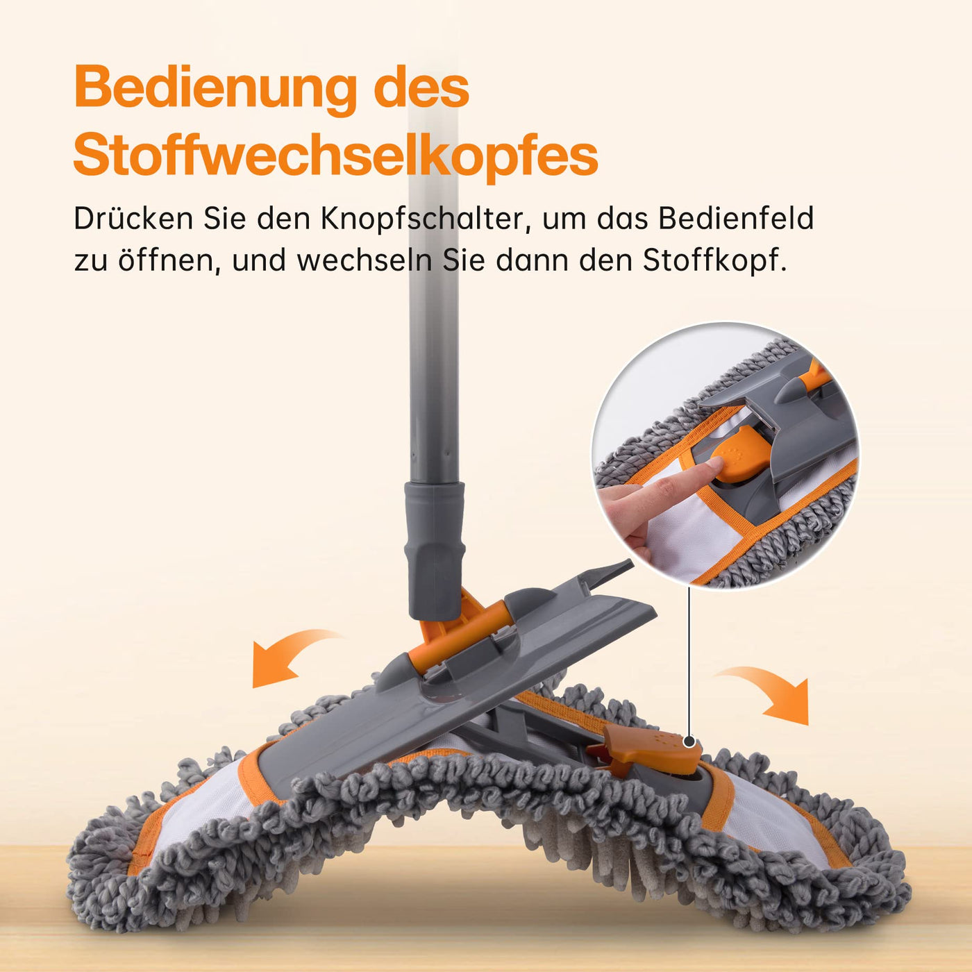 CLEANHOME Nass- & Trockenmopps für den Haushalt，Bodenwischer Set mit 3 Verschiedenen Waschbaren Mopp-Pads und Ausziehbarem langem Griff, Wischer Boden,Wischmopp for Hardwood,Marble,Tile Floor Mopping.