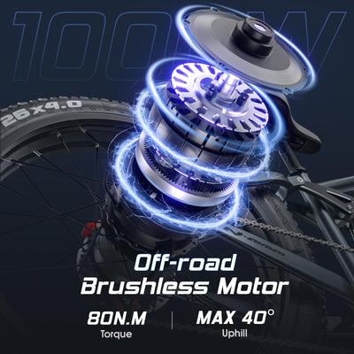 tifgalop Elektrofahrrad für Erwachsene, bürstenloser Hochfrequenzmotor, Doppel-Amortisierung, herausnehmbarer 48V18AH-Akku, maximale Reichweite 45-90 km, 26-Zoll-Mountainbike