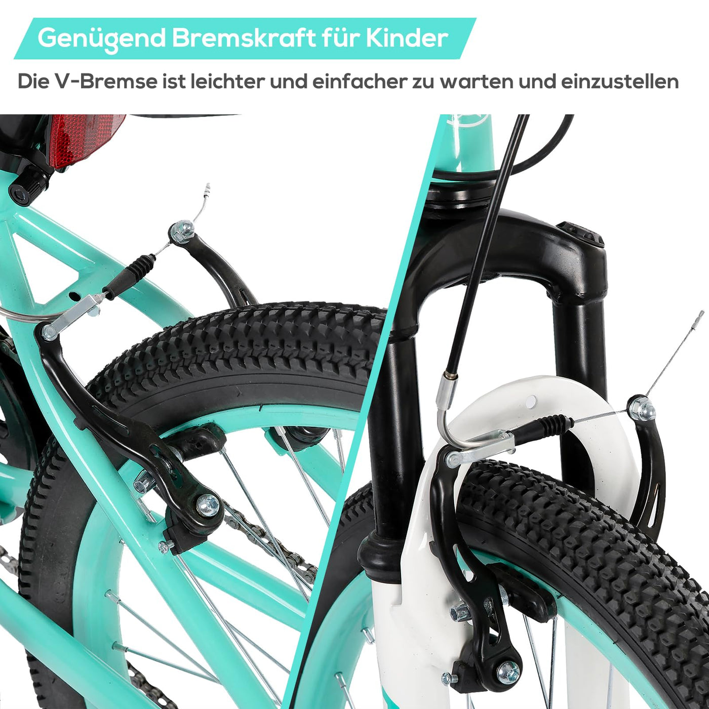 HILAND Climber 24 Zoll Kinderfahrrad, 7 Gang V-Bremse Kinder Mountainbike, Jugend MTB mit Federgabel, Mountainbike für Jungen Mädchen Mintgrün