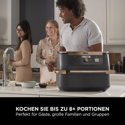 Ninja Foodi FlexDrawer Dual Zone Heißluftfritteuse, Digitale Air fryer mit 10,4-Fach und herausnehmbarem Trenner, Antihaftbeschichtung, spülmaschinenfester Korb, 7-in-1, Schwarz & Kupfer, AF500EUCP