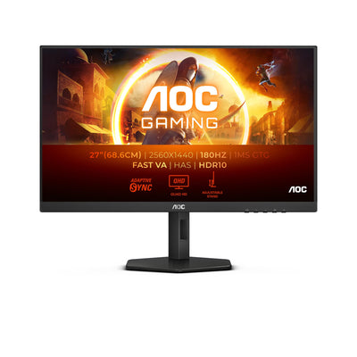 AOC Gaming Q27G4XN - 27 Zoll QHD Monitor, 180 Hz, 0.5ms, FreeSync Premium, HDR10 (2560x1440, 2X HDMI, DisplayPort) schwarz/grau