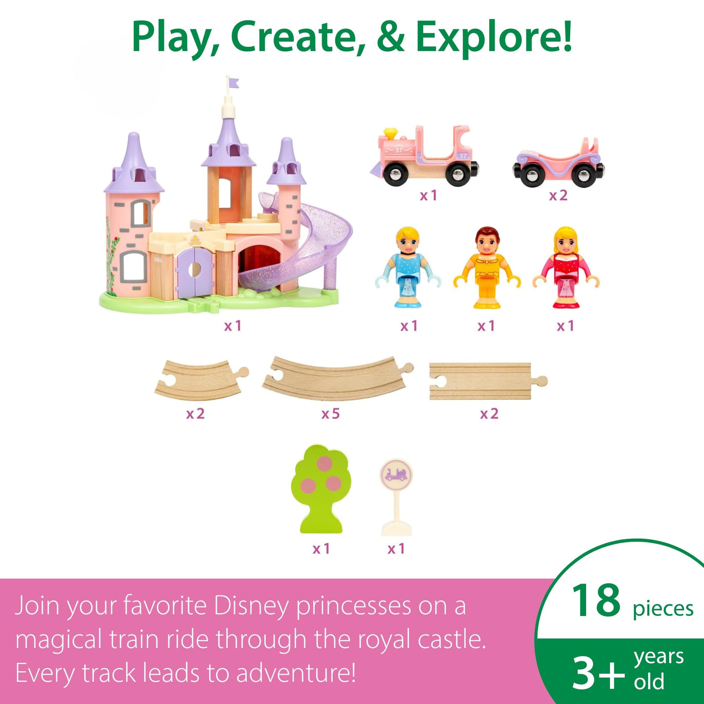 BRIO Disney Princess 33312 Traumschloss Eisenbahn-Set - Märchenhafte Ergänzung Holzeisenbahn - Empfohlen ab 3 Jahren