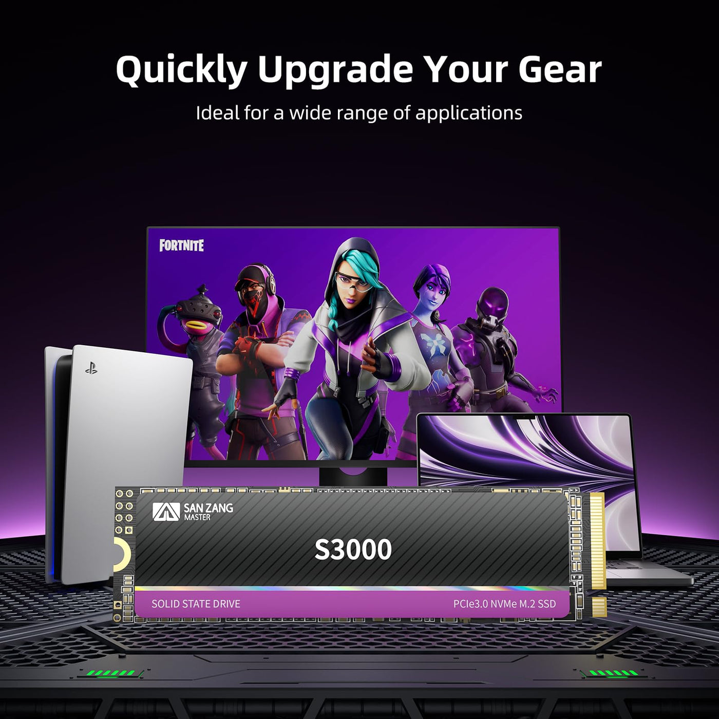 SAN ZANG MASTER 512GB NVMe SSD M.2 PCIe Gen3x4 2280, Interne SSD 512GB, Bis zu 2800MB/s Lesen, 1300MB/s Schreiben, SLC Cache 3D NAND Flash, Kompatibel mit Laptop und PC Desktop, S3000