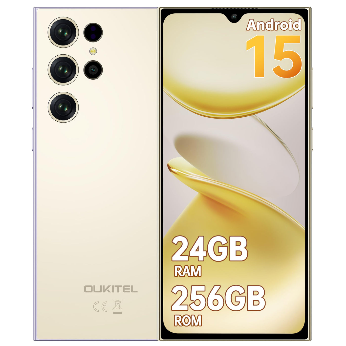 OUKITEL C61 Pro Handy Ohne Vertrag Android 15, 24GB+256GB/1TB Smartphone Ohne Vertrag, 6,88" HD+ 90Hz Bildschirm Handy 5150mAh, 13MP+5MP, Dual SIM 4G Simlockfreie Handys, NFC/Fingerabdruck/Face ID/OTG