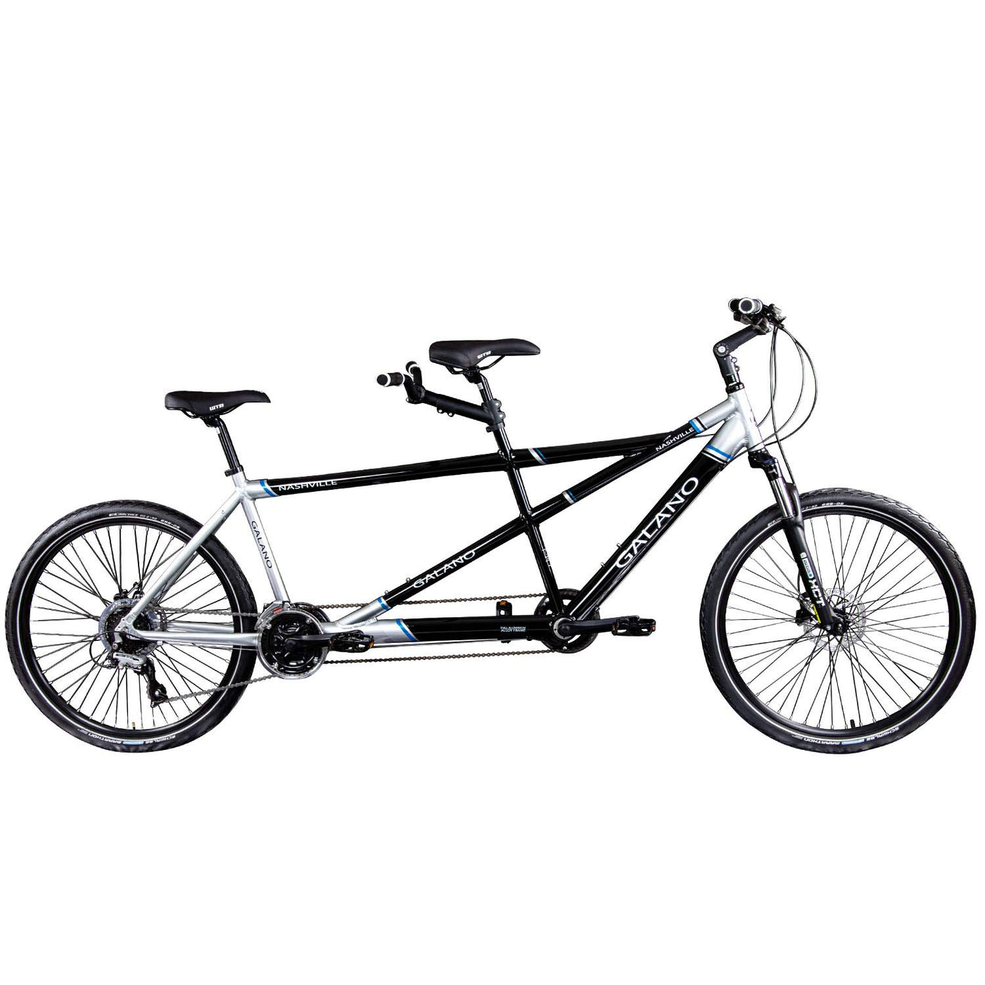 Galano Tandem Fahrrad 26 Zoll Mountainbike Nashville 24Gang MTB Hardtail Fahrrad (schwarz/grau, 53/46 cm)