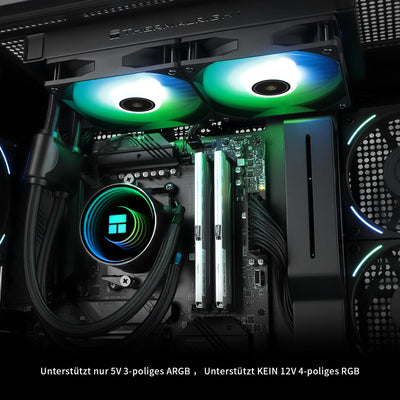 Thermalright Frozen Notte 240 BLACK ARGB Wasserkühlung CPU Kühler, 240 CPU Kühler Spezifikationen, Doppel PWM Lüfter, S-FDB V2 Lager, passend für AMD/AM4 AM5, Intel LGA 1700/1150/1151/1200/2011