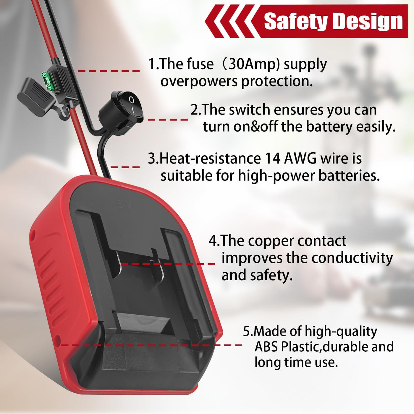 2 Stück Power Wheel Adapter für Einhell 18V Power X Change Akku, Dock Stromanschluss mit 14AWG Sicherung und Schalter, Akku Adapter für RC Auto Heimwerker