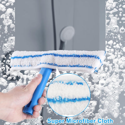 Mitclear Fensterreiniger Set (30cm), Silikon-Fensterabzieher + Mikrofaser-Fensterwischer, Professioneller Fensterreinigungsset für Bad, Dusche, Auto, Glas