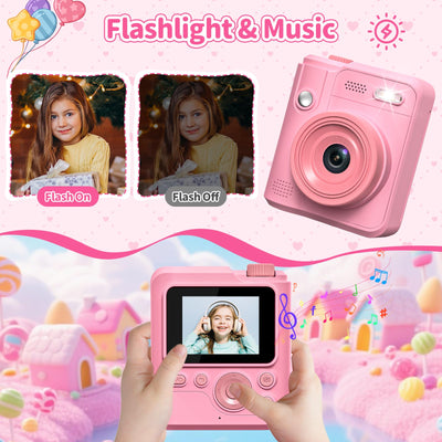 Gofunly Sofortbildkamera Kinder, 1080P HD Kinderkamera Sofortbildkamera mit 32GB Karte & DruckerPapier, Kamera Kinder Sofortdruck Kinderspielzeug Geschenke für Jungen und Mädchen 3-12 Jahre