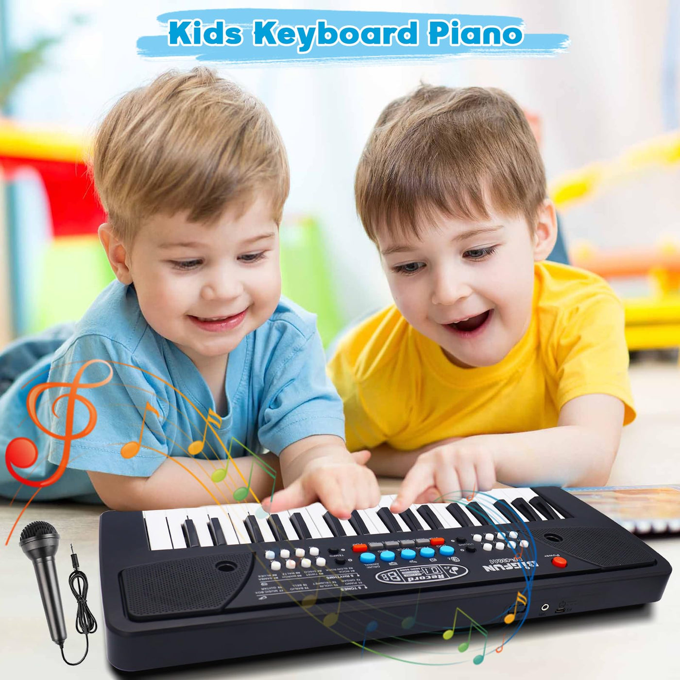 37 Tasten Kinder Klavier mit Mikrofon,Klavier Keyboard Kinder,Einführendes Musiktraining,Elektronische Keyboard für Kinder ab 3 4 5 6 7 8 Jahren,Geschenke für Jungen Mädchen Anfänger