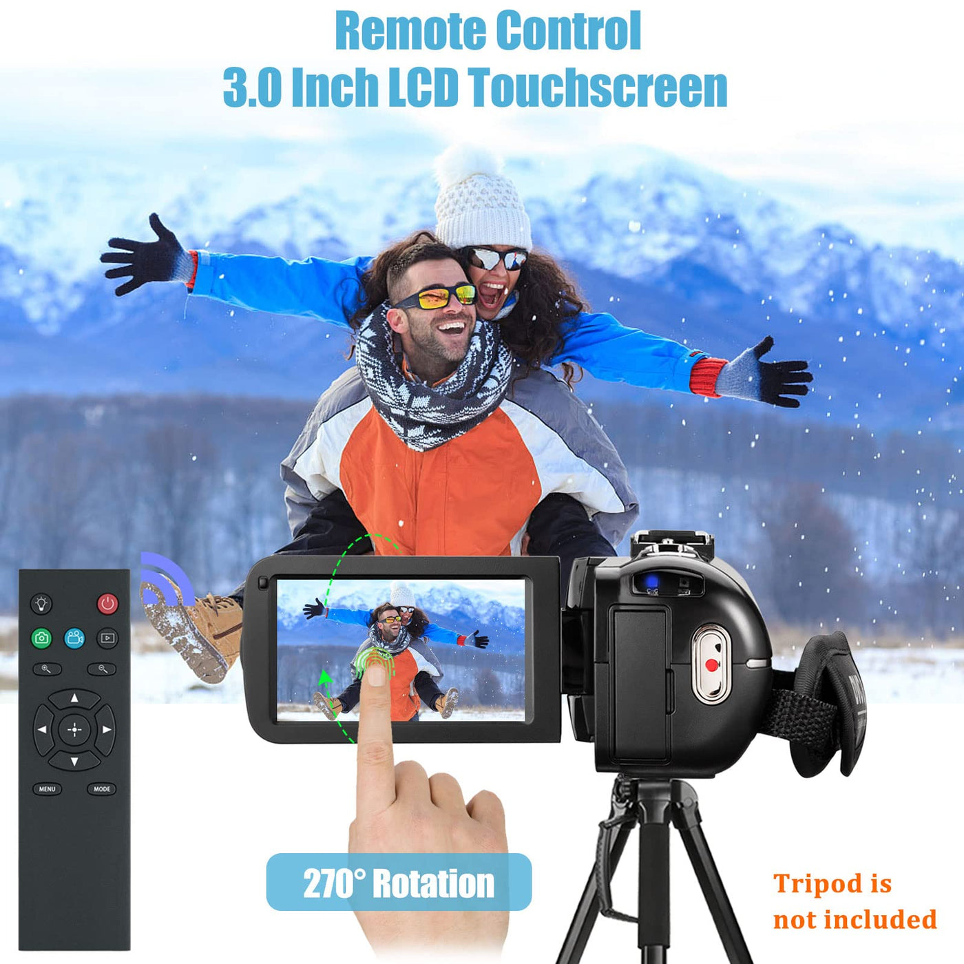 CAMKORY Videokamera 2.7K Camcorder 36MP 16X Digitalzoom IR-Nachtsicht 3.0'' Berühren Sie den IPS-Bildschirm Webcam Kamera für YouTube Tiktok mit 2 Batterien