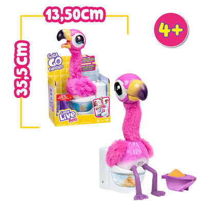 Little Live Pets Flamingo The Poop, Interaktiver Flamingo, der den Hals bewegt und wiederholt, was Sie Sagen, isst und bittet IR zum W.C, trocknet und wiederholt, berühmt, (LPG00000)