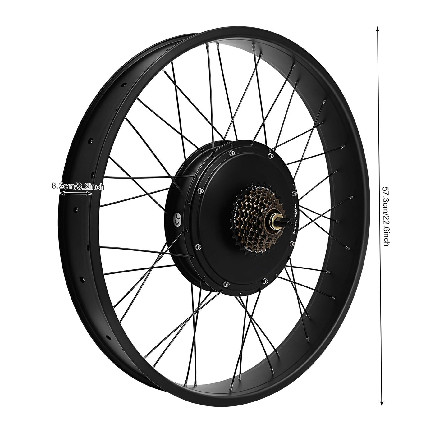 YlluySmn 26 Zoll Fat-Bike Fatbike Umbausatz 48V 1500W Hinterrad E-Bike Bürstenloser Motor Kit,Wasserdichtigkeit,Aluminium-Felge,Bremsgriffe,für den Fahrradumbau geeignet und 26x4 Zoll Reifen