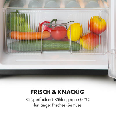 Klarstein Big Daddy - Kühlschrank mit Gefrierfach, Kühl Gefrierkombination, fridge leise, LED, 87-Liter: Kühlschrank mit 61-L und Gefrierschrank 26 L, schwarz