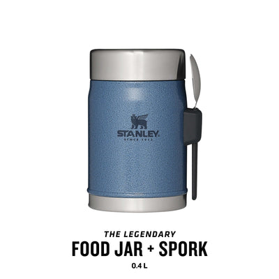 Stanley Classic Legendary Thermobehälter für Essen mit Göffel 400 ml - Hält 7 Stunden Heiß oder Kalt - Edelstahl Warmhaltebehälter Essen - BPA-Frei - Spülmaschinenfest - Hammertone Lake