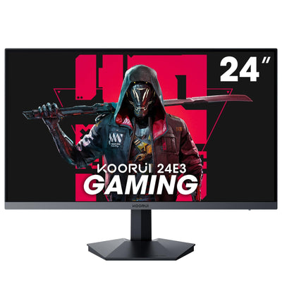 KOORUI 24 Zoll Gaming Monito 165Hz, IPS, 1080p, 1ms, kompatibel FreeSync G-sync, Rahmenlos, HDMI, DisplayPort, Neigungsverstellbar, Augenpflege, VESA-Wandmontage, schwarz