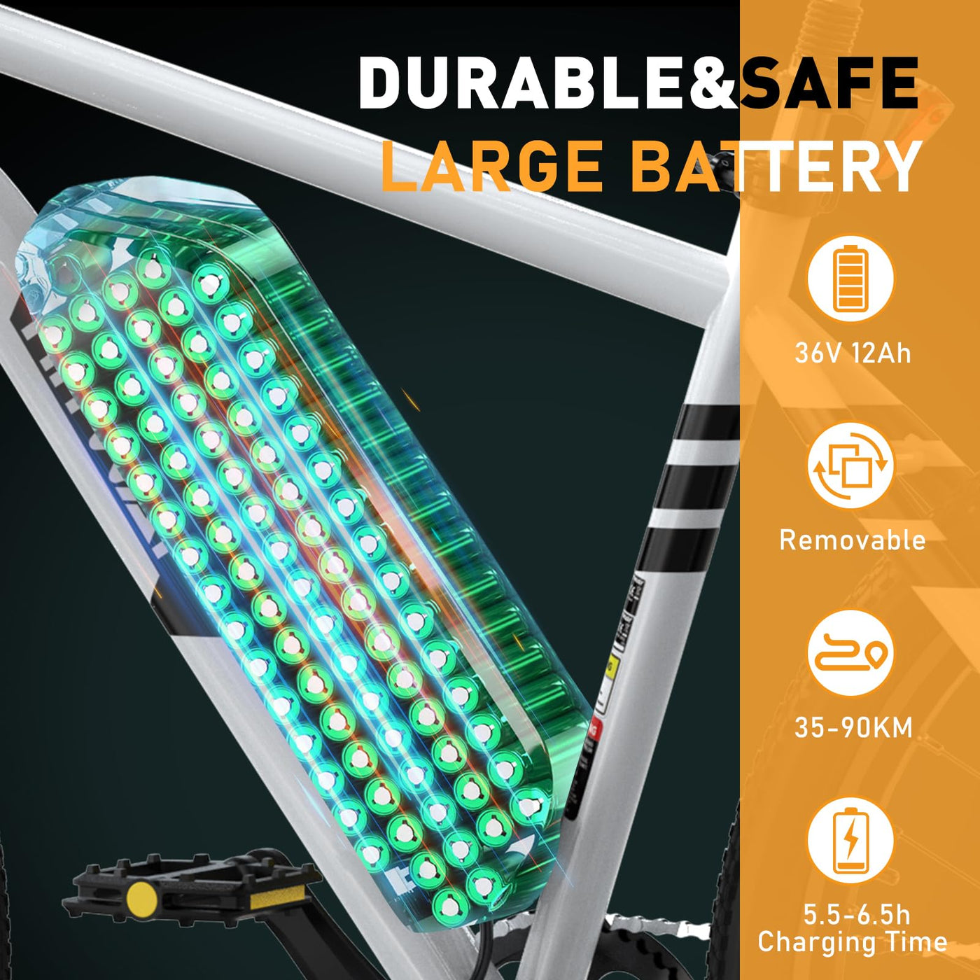 HITWAY E-Bikes, 26 Zoll E Bike Herren Damen mit Abnehmbarer 36V 12Ah Akku, 250W Motor MTB, E-Mountainbike mit 7 Gang, Elektrofahrrad Reichweite bis zu 35-90KM