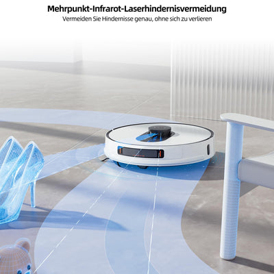 ROIDMI EVE MAX Saugroboter mit Wischfunktion - 5000Pa Staubsauger Roboter mit Absaugstation Selbstreinigung 75 Tage Mopphebung & Schwingwisch 5200mAh Sprachsteuerung für Tierhaare Teppiche Hartboden