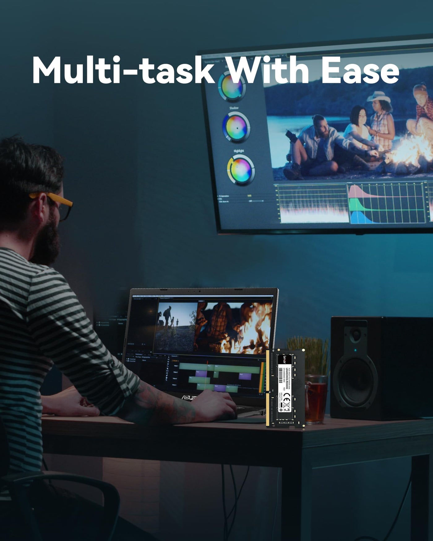 Lexar SODIMM DDR4 8GB, 3200 MHz Laptop RAM, 260-Pin SODIMM Laptop-Speicher, Hochleistungs-SO-DIMM, PC-Laptop-Computerspeicher, Hochleistungs Arbeitsspeicher (LD4AS008G-B3200ASST)