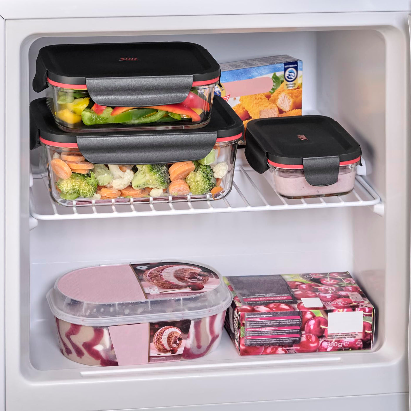 Silit Storio Vorratsdose-Set 3-teilig, Glas, Vorratsglas, luftdichter Aroma-Deckel, Frischhaltedosen zum Vorbereiten, Aufbewahren und Servieren