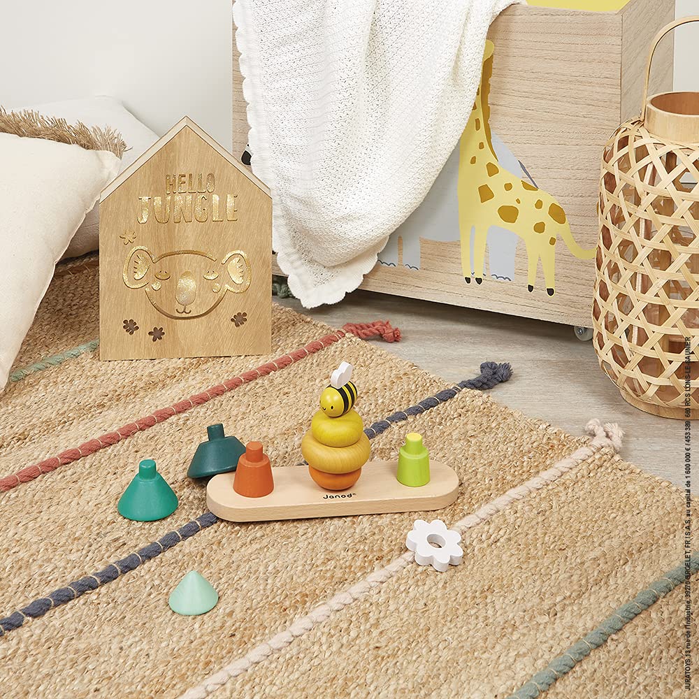 Janod - 10-teiliger Spielzeug-Wald aus Holz - Baby- und Kleinkindspielzeug - Stapeln und Stecken - Entwicklung der Feinmotorik Partnerschaft mit dem WWF - FSC-zertifiziert - Ab 1 Jahr, J08635