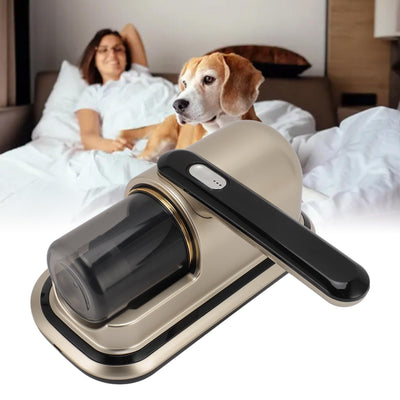 HURRISE Kabelloser Matratzenstaubsauger, Leistungsstarkes Doppelklopfen, Klopfmodus, Reinigungslicht, 2 Gänge, Geräuscharm, für den Heimgebrauch, ABS-Materialien, Champagnergold