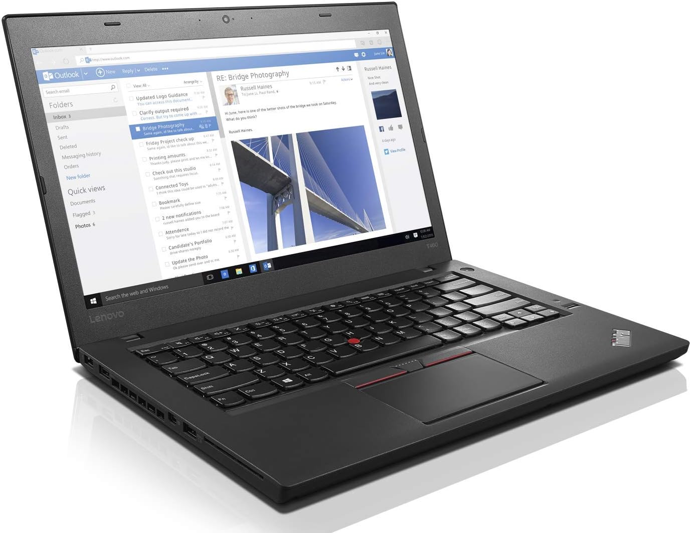 Lenovo ThinkPad T460 Intel Core i5 Full HD (14 Zoll 256GB SSD Festplatte 8GB Speicher) Windows 11 Pro (Generalüberholt)