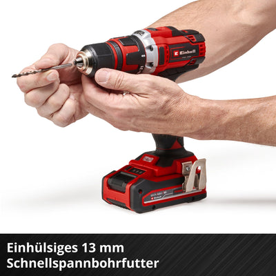 Einhell Akku-Bohrschrauber TE-CD 18/40 Li-Solo Power X-Change (Lithium-Ionen, 18 V, 40 Nm max. Drehmoment auf 21 Stufen, 2-Gang-Getriebe zum Bohren + Schrauben, Drehzahl-Elektronik, LED-Licht)