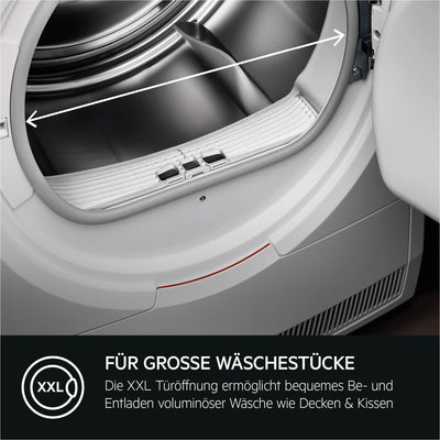 AEG WiFi Wärmepumpentrockner / 3D Scan - Trocknet Nachhaltiger / 8,0 kg/A+++ / energiesparend/Knitterschutz/Kindersicherung/Trommelbeleuchtung / TR9XW80880