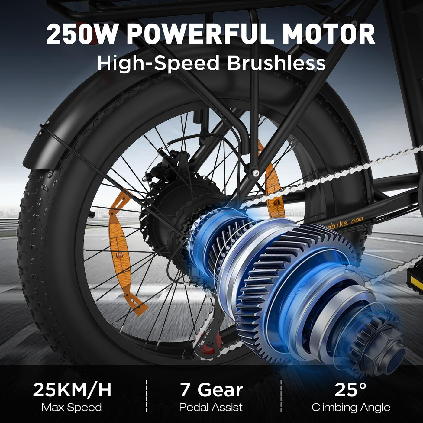 COLORWAY BK10 Elektrofahrrad Klappfahrrad 20×4.0 Zoll Breitreifen Fatbike, 250W Motor, 36V 12Ah Akku,7-Gang, Pedelec Klapprad für Damen Herren, Faltbares E-Bike für Stadt & Gelände
