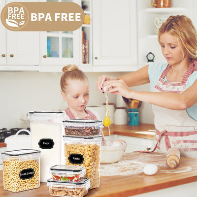 Skroam 36 Stück Kunststoffbehälter - Vorratsdosen mit Deckel - BPA-freie Müslibehälter- luftdichte Lebensmittelbehälter & Küchenorganizer zur Aufbewahrung von Müsli, Mehl, Zucker, Nudeln