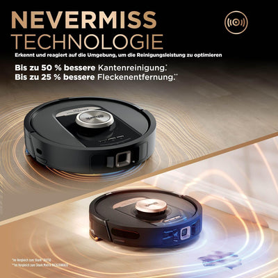 Shark PowerDetect 2-in-1 Saug- und Wischroboter, NeverTouch Pro 60 Tage selbstentleerend, selbstnachfüllend mit 3D & LiDAR-Navigation, NeverStuck-Hindernisumgehung, Schwarz RV2800ZEEU