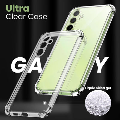 New&Teck Handyhülle hülle für Samsung Galaxy A35 5G + 2 Hartglas-Displayschutz, Schutzhülle aus weichem TPU-Silikon, Bumper mit verstärkten Ecken, klarer Schutz.