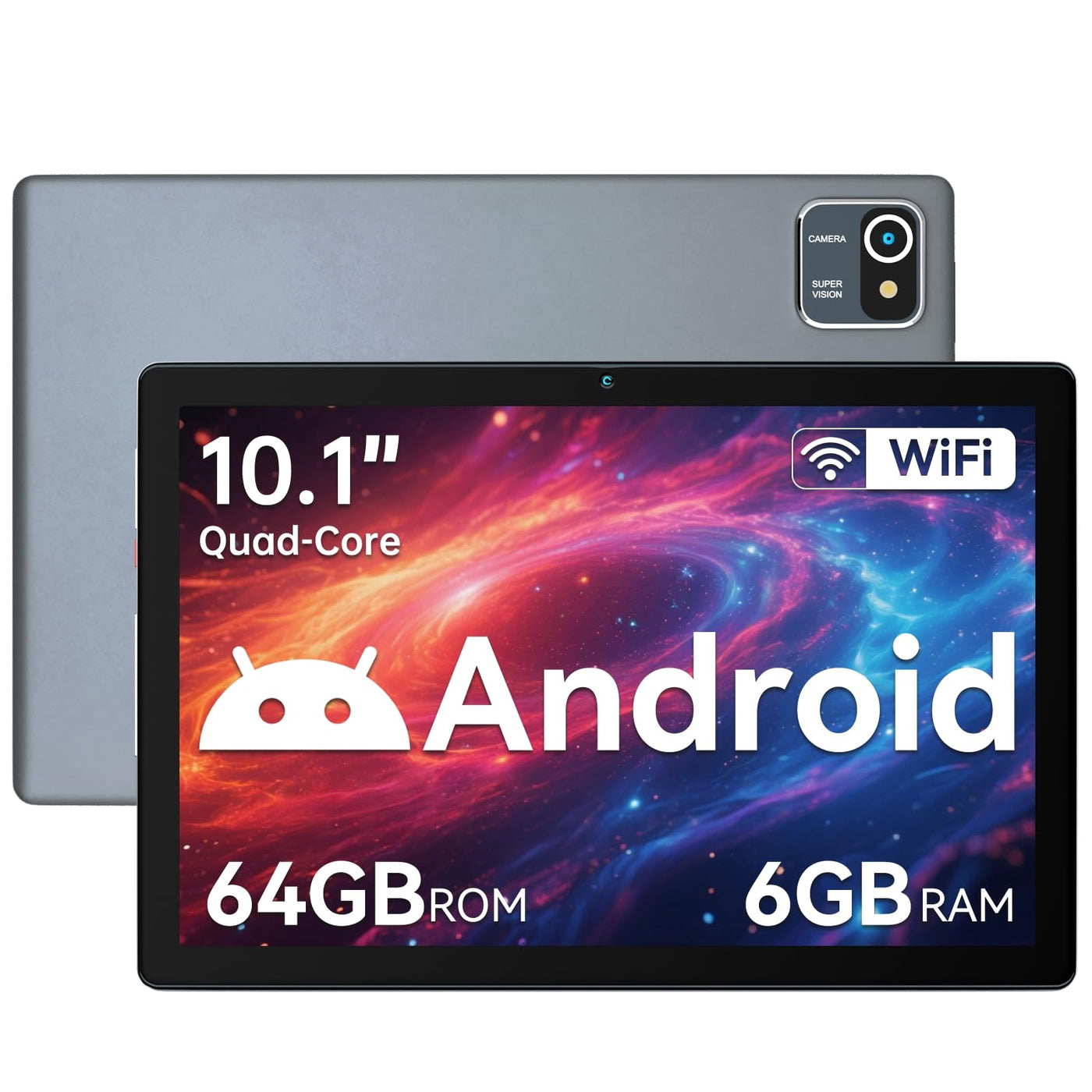 Yicty Tablet 10 Zoll Android Tablets 6 GB RAM + 64 GB ROM Quad-Core 5000 mAh 1280 x 800 HD-Touchscreen 5MP + 8 MP HD-Kamera Bluetooth 5.2 Tablet-PC (Grau)