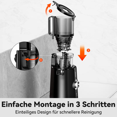 LINKChef Schnellreinigungs Entsafter, NO-Prep Entsafter Gemüse und Obst, Blitzreiniger Saftpresse Slow Juicer Testsieger mit Einfacher Installation, BPA Frei, 115mm, 1.2L, 200w Hellgrün